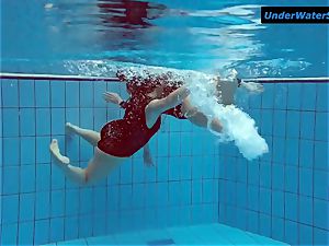 two super hot teens underwater